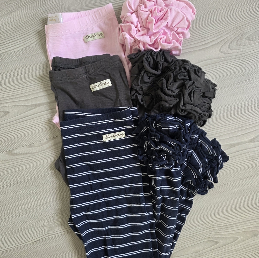 Sew Sassy Leggings Size 6 100% Knit Cotton Bundle Of 3